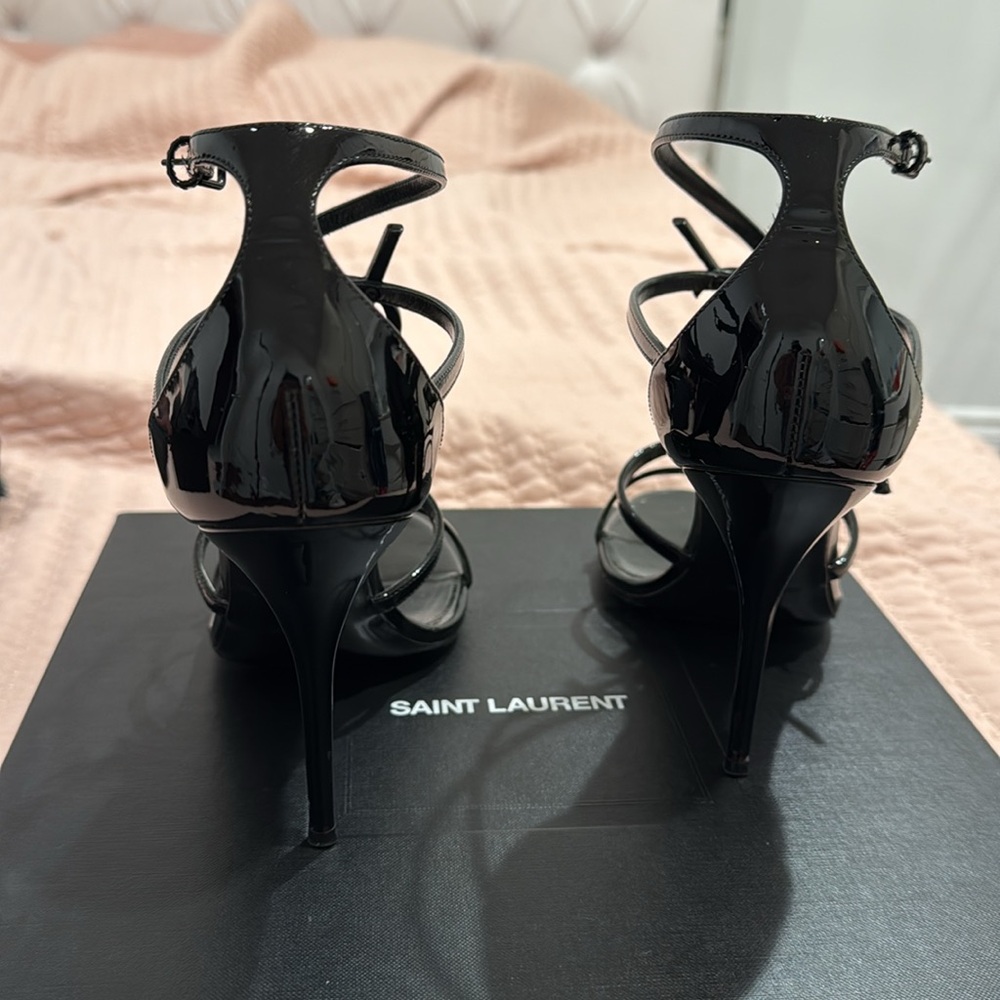 Saint Laurent Black Patent Leather Stiletto Heels - Picture 4 of 7